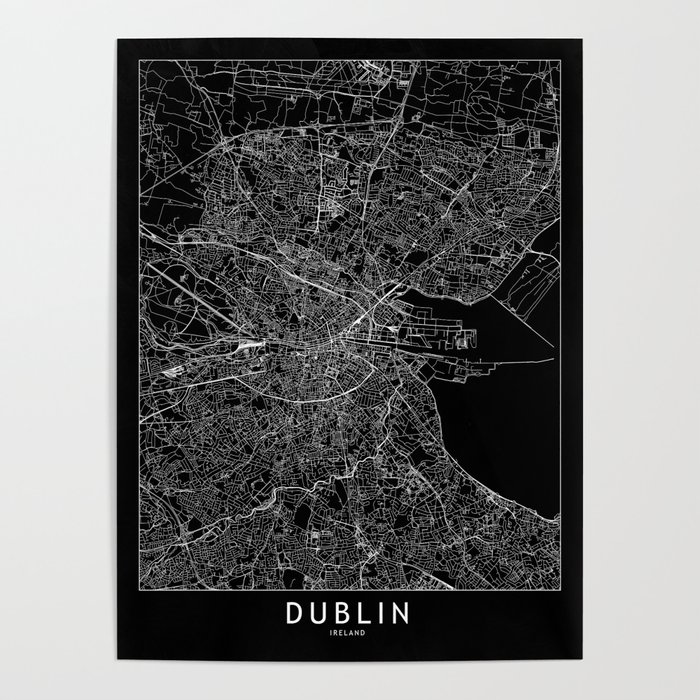 Dublin Black Map Poster