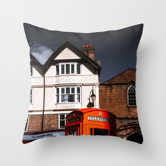 Great Britain Photography - Phonebooth By Some White British Houses Throw Pillow