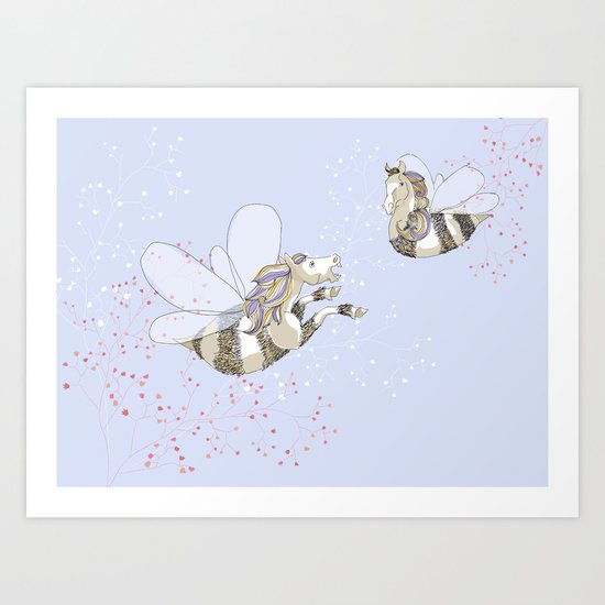Horse Bees Art Print