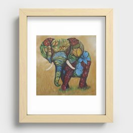 Happy Flower Elephant Recessed Framed Print