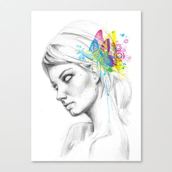 Butterfly Queen Girl with Butterflies Canvas Print
