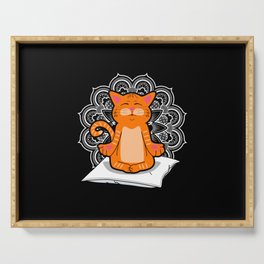 Yoga Cat Meditation Red Cat Gift Serving Tray