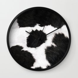 Black And White Farmhouse Cowhide Spots Wall Clock