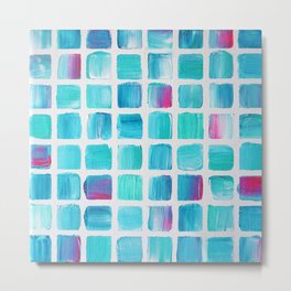 Stay in the Lines Pop of Pink Metal Print | Paint, Color, Acrylic, Pattern, Pink, Beach, Square, Teal, Sea, Abstract 