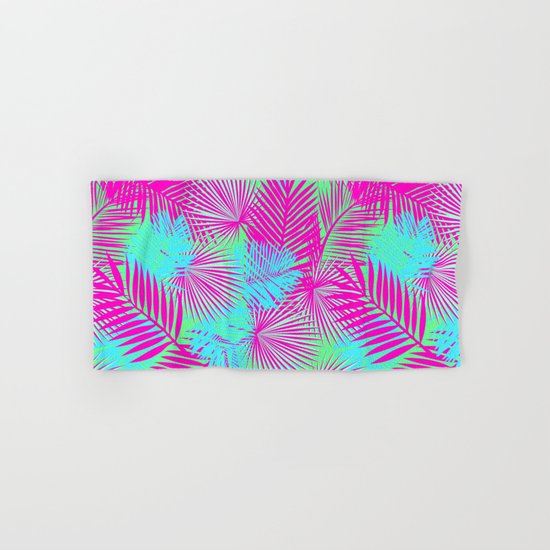 Neon Pink & Blue Tropical Print Hand & Bath Towel