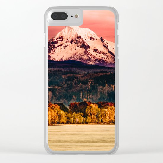 Sunset Snowy Mountain - Mt. Hood Clear iPhone Case