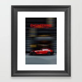  RED Supercar driving trough the urban streets Framed Art Print