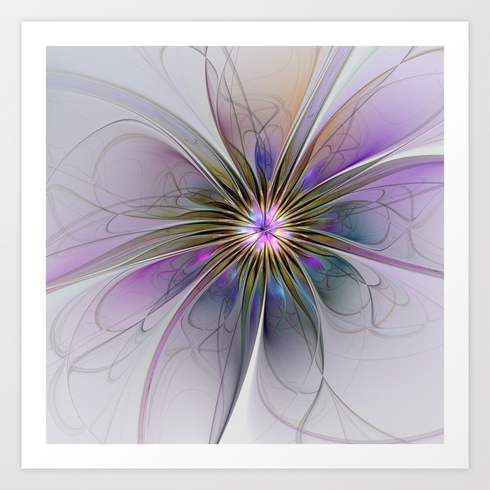 Abstract Flower, Fractals Art Colorful And Bright Art Print