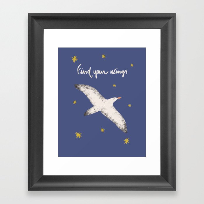 Find your wings - Seagull flying in the sky and under the sea Framed Art Print