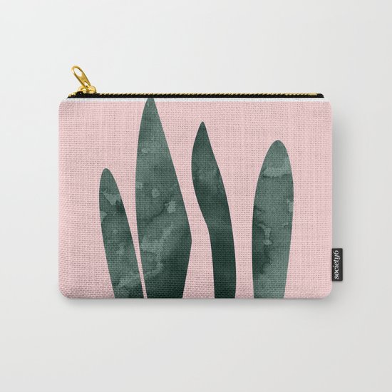 Green Leaves On Pink Carry-All Pouch