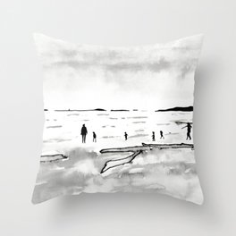 Rainy Beach Day Throw Pillow