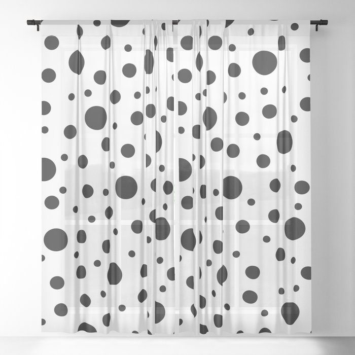Black On White Polka Dot Pattern Sheer Curtain By Looly Elzayat Society6 White Polka Dot Pattern Sheer Curtain, Black Polka Dot Sheer Curtains
