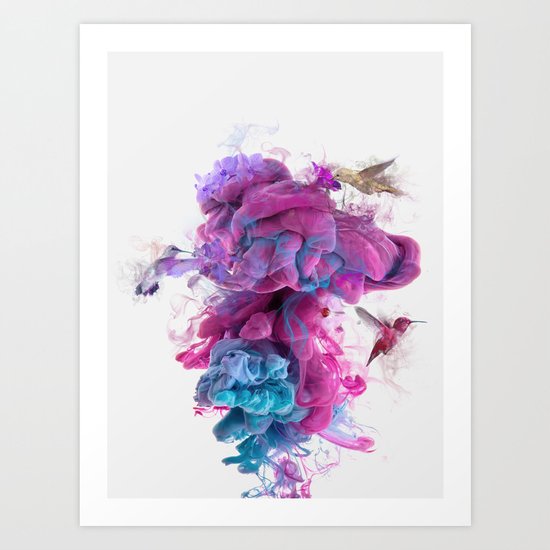 Hummingbirds Ink Art Print