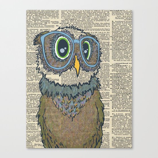 Owl wearing glasses Canvas Print