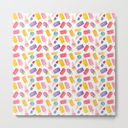 Popsicles and Ice Cream Pattern / Birthday Party / Celebration / Summer / Vacation Metal Print