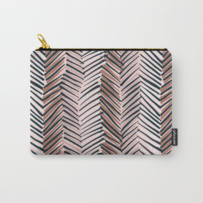 Wild Herringbone - Blush Pink Carry-All Pouch