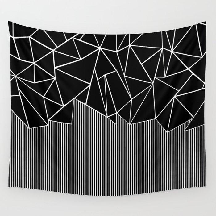 Ab Lines Black Wall Tapestry