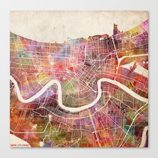 New Orleans map Canvas Print