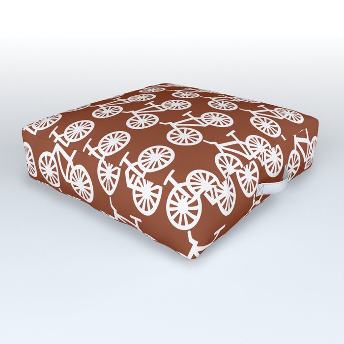 Bike Lover Cyclist Brown Print Pattern Outdoor Floor Cushion