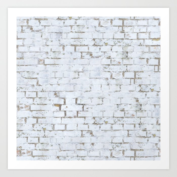 Vintage White Brick Wall Art Print By Patternmaker