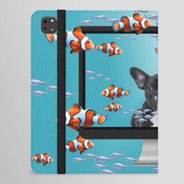 French Bulldog - Computer Screen Clownfishes iPad Folio Case