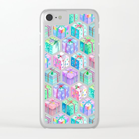Christmas Gift Hexagons Clear iPhone Case