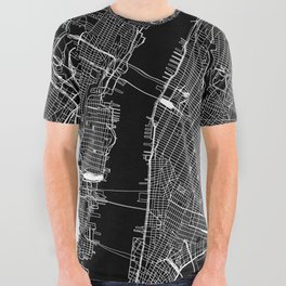 New York City Black Map All Over Graphic Tee