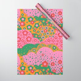 Cheerful Meadows  Wrapping Paper | Curated, 70S, Hippie, Colored Pencil, Pastel, Pattern, Digital, Drawing, Floral, Meadows 