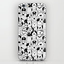 Black and White Dogs Crowd iPhone Skin