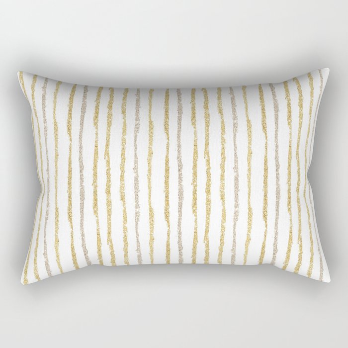 Gold & Silver Sparkle Lines Rectangular Pillow