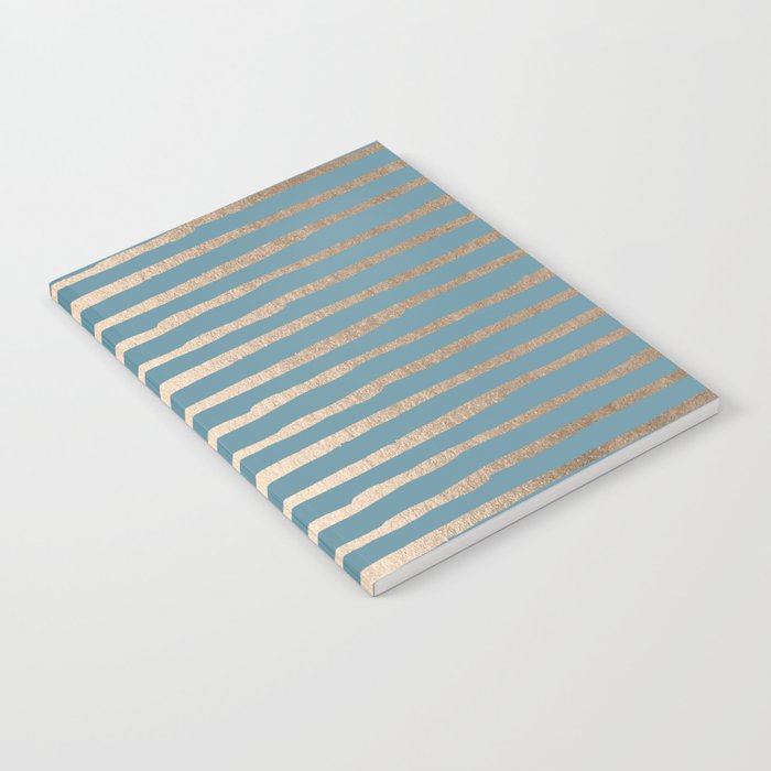 Abstract Stripes Gold Tropical Ocean Blue Notebook