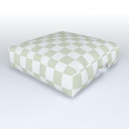 Checks Pattern Retro in Sage Green and White Outdoor Floor Cushion