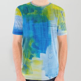 Blue and Yellow Abstract #1 All Over Graphic Tee