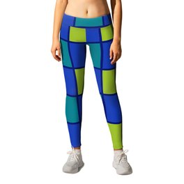Blue, Teal & Lime Green Chex Leggings | Plaid, Checkers, Graphicdesign, Geometry, Green, Teal, Square, Geometric, Checked, Chex 