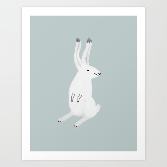 Happy Arctic Hare Art Print