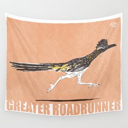 Retro-Modern bird collection, modern Greater Roadrunner Wall Tapestry