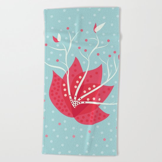 Exotic Winter Flower Beach Towel
