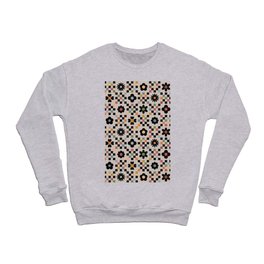 Ivory creama multi floral mosaic checker pattern Crewneck Sweatshirt
