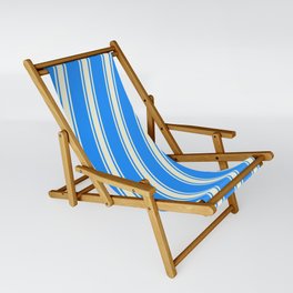 [ Thumbnail: Blue and Beige Colored Striped/Lined Pattern Sling Chair ]