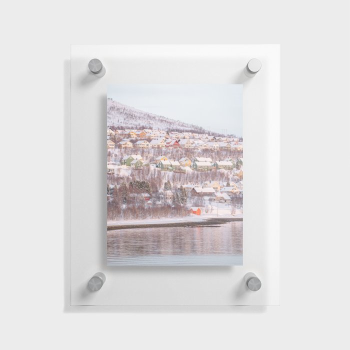 Houses of Tromsø Photo | Winter Snow Landscape in Norway Art Print | Arctic Travel Photography Floating Acrylic Print