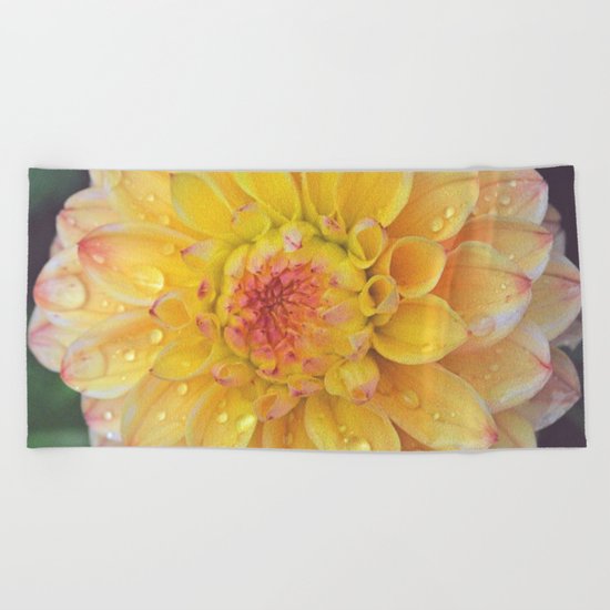 Pretty Yellow Dahlia Beach Towel
