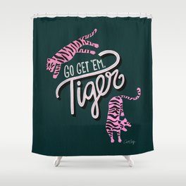 Go Get 'Em Tiger – Teal Shower Curtain