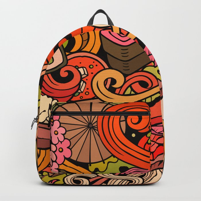 Traditional Art Japanese Food Pattern Backpack