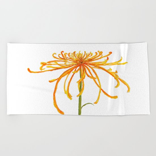 one orange chrysanthemum Beach Towel