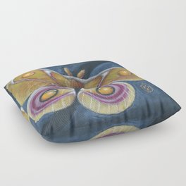 Bull’s Eye Madagascar Silk Moth Mixed Media Art Floor Pillow