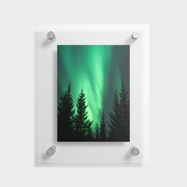 Northern Lights in the Woods Photo | Aurora Borealis in Norway Nature Art Print | Colorful Night Travel Photography Floating Acrylic Print