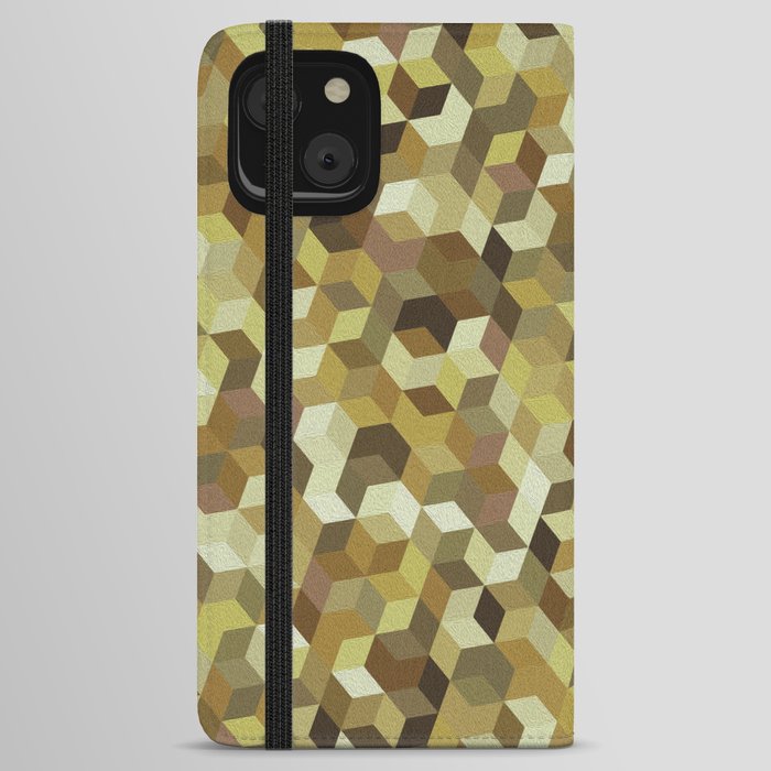 Brown, Yellow, White Colorful Hexagon Design  iPhone Wallet Case