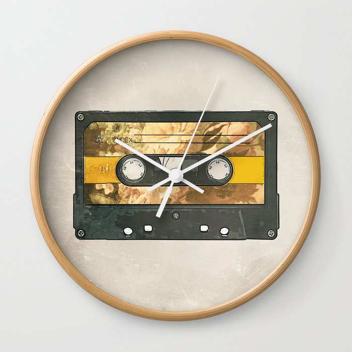 Retro Music Cassette Flower Power Wall Clock