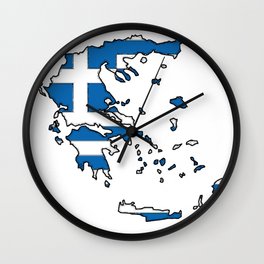 Greece Map with Greek Flag Wall Clock