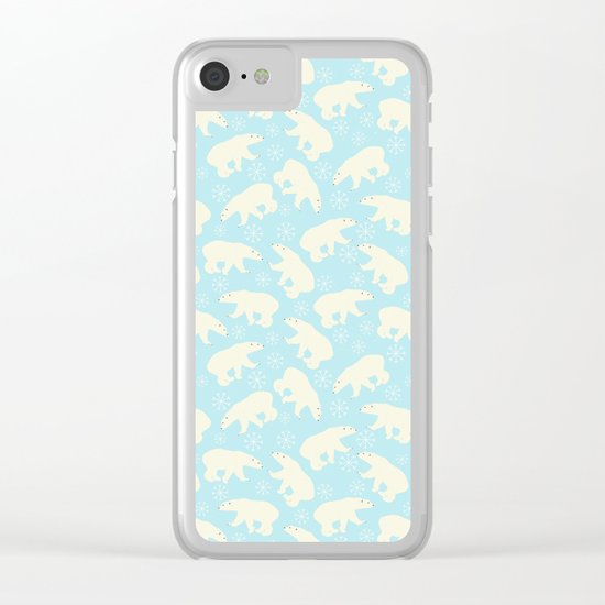 Polar bear pattern on ice aqua backround Clear iPhone Case